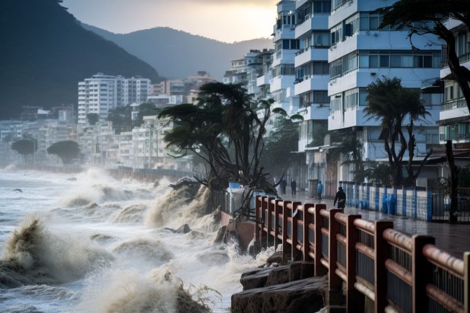 Hong Kong Battles Typhoon Saola’s Lingering Fury; Signal No. 8 Until Noon Hong_Kong_coastal_town_during_typhoon v2