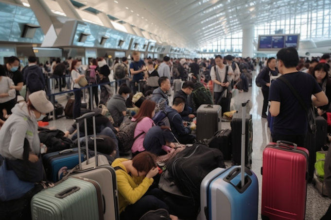 Stranded Travelers in Hong Kong as Super Typhoon Saola Approaches Stranded Travelers in Hong Kong Airport