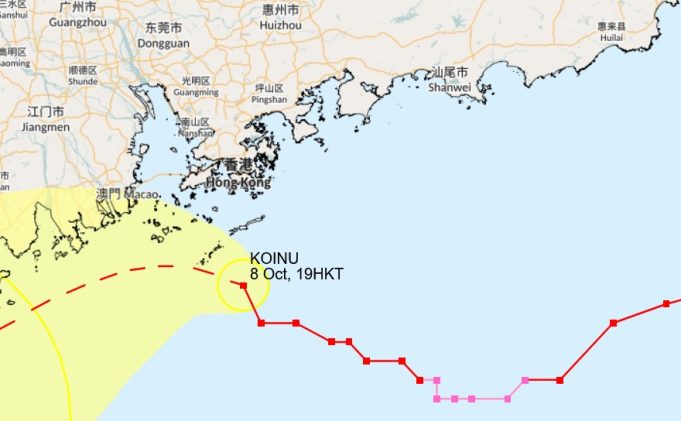Typhoon Koinu Edges Closer to Hong Kong as Gale Warning Signal No. 9 is Hoisted HKO signal number 9 Oct 8