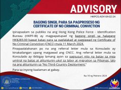 HKD238 bayad sa Certificate of No Criminal Conviction (CNCC) simula sa 11 March 2024 PCG Advisory