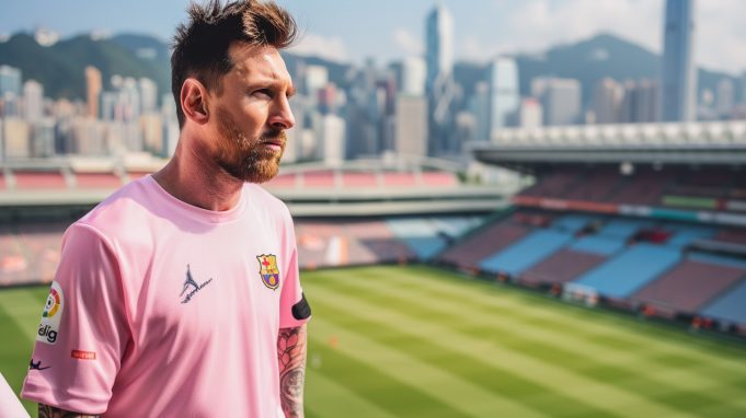 Hong Kong Gears Up for Lionel Messi’s Arrival, Extensive Traffic Control Plan Unveiled Portrait_of_Lionel_Messi_wearing_pink Inter Miami shirt