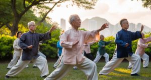 Tai Chi May Boost Cancer Survival, Hong Kong Study Finds a-serene-scene-capturing-a-group-of-elderly-hong-kongers taichi