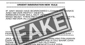 Fake ang Balitang Hindi Bibigyan ng Visa ang Domestic Worker Na Hindi Nagbabayad ng Utang, ImmD Fake Notice