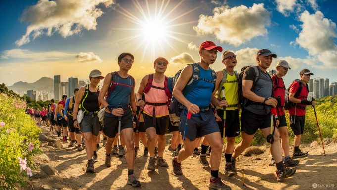 Heat Wave Sparks Health Warning: Experts Urge Caution During Outdoor Activities a-group-of-dedicated-hong-kong-hikers-trekking03