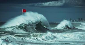 Red flag hoisted at Big Wave Bay Beach big waves, the red flag has been hoisted at Big Wave Bay Beach in Southern District, Hong Kong Island.