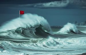 Red flag hoisted at Big Wave Bay Beach big waves, the red flag has been hoisted at Big Wave Bay Beach in Southern District, Hong Kong Island.