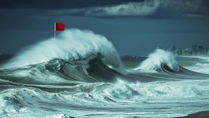 Red flag hoisted at Big Wave Bay Beach big waves, the red flag has been hoisted at Big Wave Bay Beach in Southern District, Hong Kong Island.
