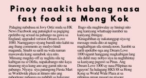 Pinoy naakit habang nasa fast food sa Mongkok HK Pinoy Tv News 10th - 16th July 24 FB Post and Pin up