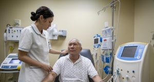 PhilHealth Boosts Hemodialysis Rates Package Rate To P6,350 Per Session Filipino patient undergoing hemodialysis