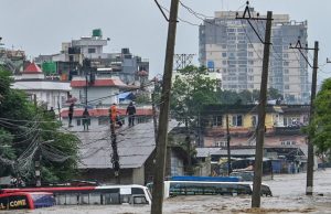 Devastating Floods and Landslides Claim 66 Lives in Nepal Survivors were seen standing on top of building