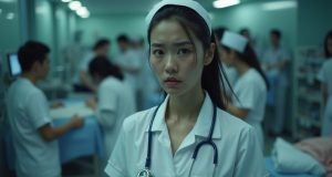 Facing Staffing Shortage, Hong Kong Offers Jobs to 200 Foreign Nurse Applicants exhausted_hong_kong_nurse_in_crisp_white_uniform_tending_to_multiple_patients v1