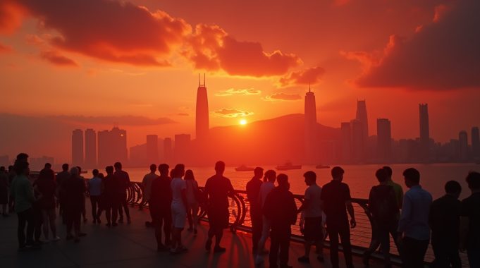 Scorching Heat Shatters October Records in Hong Kong since 1884 heatwave_in_hong_kong_silhouettes_of_people_against_hong_kong_skyline