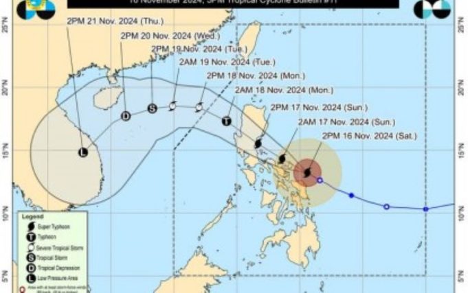 Powerful Super Typhoon Pepito Threatens Bicol Region Track of Super Typhoon Pepito