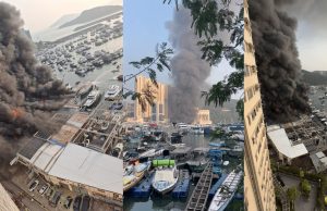 Firefighters Battle No. 3 Alarm Blaze at Aberdeen Shipyard Firefighters battling No. 3 alarm fire 01