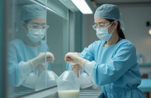 Hong Kong Launches Breast Milk Bank to Support Premature, Sick Newborns a_hong_kong_nurse_wearing_surgical_mask_pours_breast_milk_to_a_container