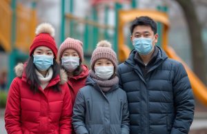 Flu Season Looms, Hong Kong Braces for Peak Infections in Early February a_hong_kong_family_wearing_cold_weather_clothes_and