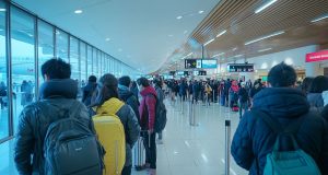 Hongkongers Flock Abroad for Lunar New Year as Local Tourism Thrives crowd_queue_scene_at_the_Hong_Kong_airport_0