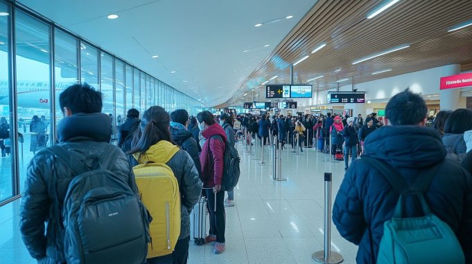 Hongkongers Flock Abroad for Lunar New Year as Local Tourism Thrives crowd_queue_scene_at_the_Hong_Kong_airport_0