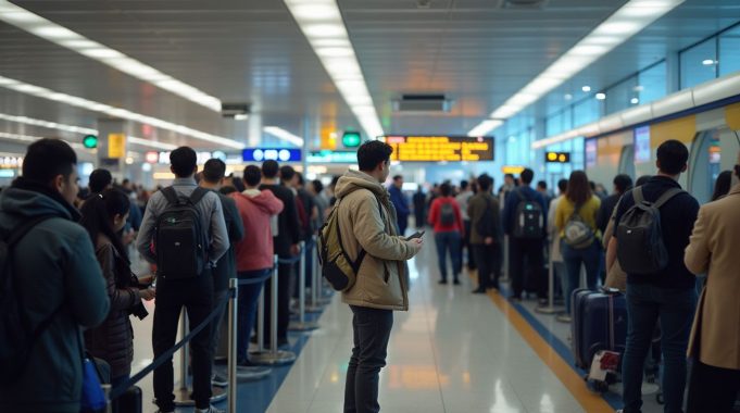 Hong Kong Sees 298 Million Passengers in 2024, Unveils Tech Upgrades for Faster Clearance hong_kong_airport_scene_tourists_queue_at_the_immigration_booth