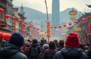 Hong Kong Welcomes 1.4 Million Visitors During Chinese New Year Golden Week crowd_of_tourists_wearing_cold_weather_clothing_during_hong_kong_chinese_new_year_background_victoria_harbor 01