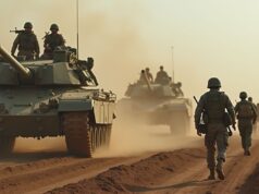 Global Military Spending Hits $2.7 Trillion in 2024, Driven by Conflicts and Geopolitical Tensions soldiers_in_battle_with_tankls_and_armored_personnel_carrier