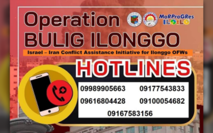 Iloilo Province Launches Emergency Hotline for Overseas Workers Amid Middle East Tensions Operation Bulig Ilonggo hotline