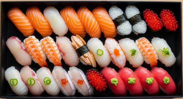 a-large-variety-of-sushi-is-placed-on-the-table-i- a-large-variety-of-sushi-is-placed-on-the-table-i-