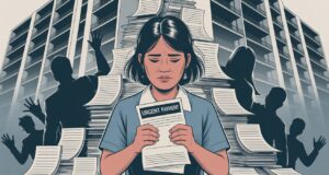 Growing Debt Crisis Among Foreign Domestic Helpers Subjects Employers To Harassment From Lenders an-editorial-illustration depicting debt crisis