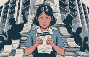 Growing Debt Crisis Among Foreign Domestic Helpers Subjects Employers To Harassment From Lenders an-editorial-illustration depicting debt crisis