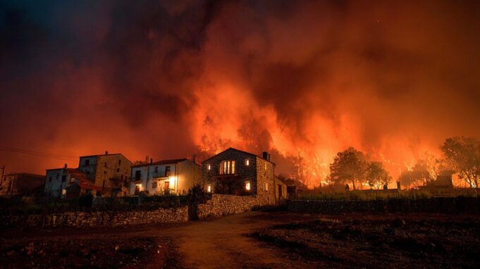 Wildfires Ravage Spanish Villages as Heatwave Grips Europe A Spanish village on fire