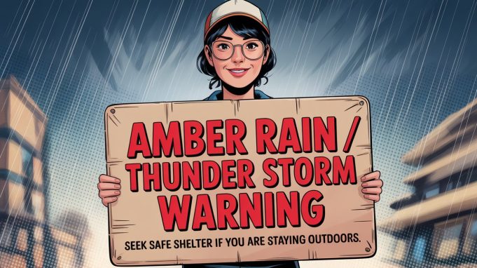 Heavy Rain Forces Suspension of Classes Across Hong Kong Amber Rain Thunder Storm Warning_BA