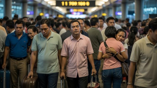 Arriving passengers, mostly overseas Filipino workers (OFWs) v1 Arriving passengers, mostly overseas Filipino workers (OFWs)