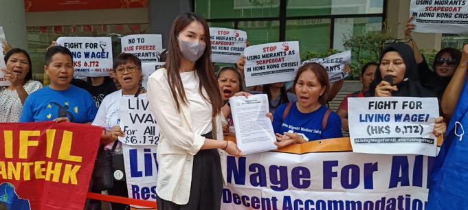 $110 Pay Increase for Hong Kong’s Foreign Domestic Helpers, No Change to Food Allowance AMCB protest at HK Labour Department