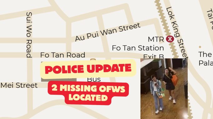 Hong Kong Police Located 2 Missing OFWs at Shopping Mall on Sui Wo Road, Shatin 2 Missing OFWs Located