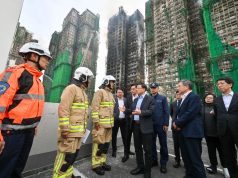 Hong Kong launches massive response after deadly Tai Po high-rise fire kills 65 The Chief Executive, Mr John Lee with firefighters 1500
