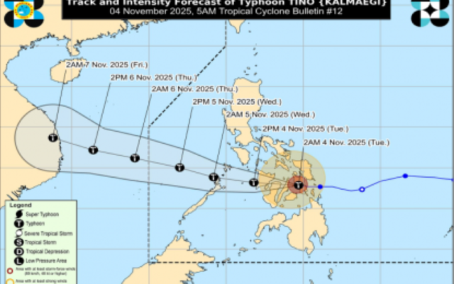 Typhoon Tino Slams Cebu with 150 kph Winds, Triggers Widespread Storm Warnings in Visayas Typhoon Tino Slams Cebu, Courtesy of DOST-PAGASA