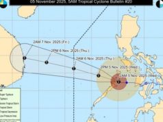 Typhoon Tino Maintains Strength as It Crosses Northern Palawan; Signal No. 4 Hoisted in Several Areas tino-5am-nov-5-2025, (PAGASA graphics)