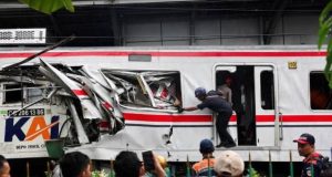 14 Dead After Long-Distance Train Slams Into Stationary Commuter Train Near Jakarta 14 Dead After Long-Distance Train Wreck Near Jakarta