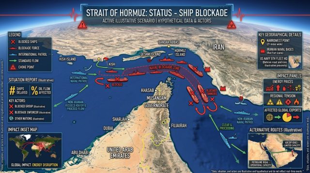 Starit of Hormuz blockade infographic