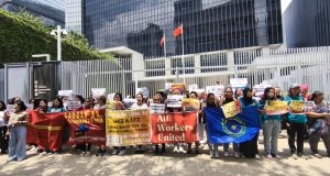 Migrant Workers in Hong Kong Face Worsening Conditions, Advocacy Group Says AMCB Hong Kong Macau protest action on May 1