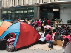 Migrant Workers’ Group Decries Displacement of Domestic Workers in Hong Kong Migrant workers tent during day offs-modified