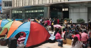 Migrant Workers’ Group Decries Displacement of Domestic Workers in Hong Kong Migrant workers tent during day offs-modified
