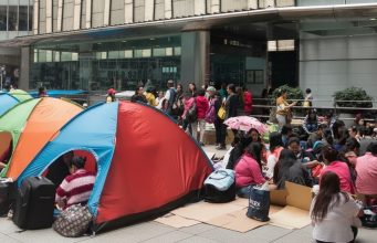 Migrant Workers’ Group Decries Displacement of Domestic Workers in Hong Kong Migrant workers tent during day offs-modified