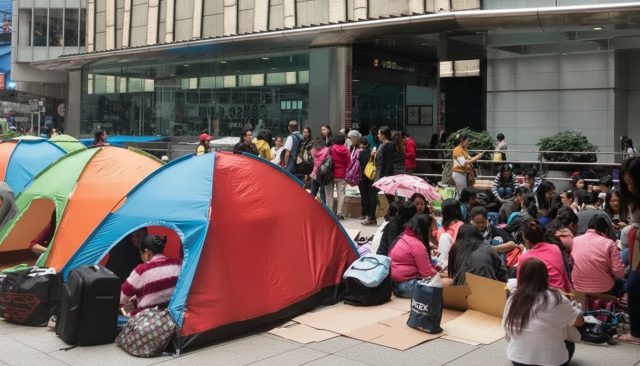 Migrant workers tent during day offs-modified