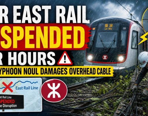 The MTR East Rail Suspended for Hours After Typhoon Damages Overhead Cable MTR East Rail Suspended for Hours After Typhoon Noul Damages Overhead Cable