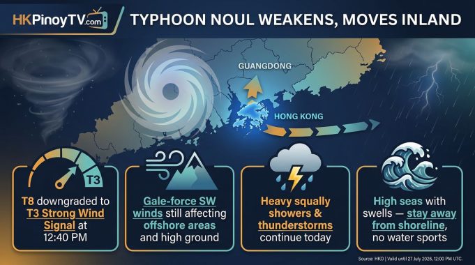 Hong Kong to Issue Warning Signal as Severe Tropical Storm Noul Approaches Weakening Typhoon Noul Moves Inland