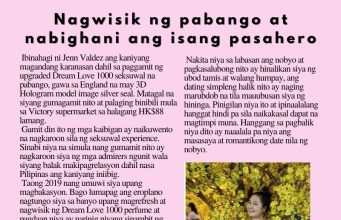 Nagwisik ng pabango at nabighani ang isang pasahero HK Pinoy Tv News 30th Sep 26 - 27th Oct 26 FB Post and Pin up