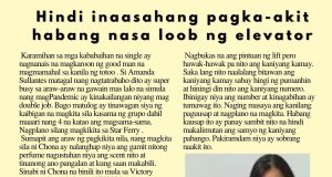 Hindi inaasahang pagka-akit habang nasa loob ng elevator