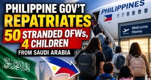 DMW repatriates 50 stranded OFWs, 4 children from Saudi Arabia Philippine gov't repatriates 50 stranded OFWs