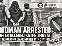 Woman arrested after alleged knife threat at Hong Kong MTR station alleged knife threat at Hong Kong Diamond Hill MTR station v2
